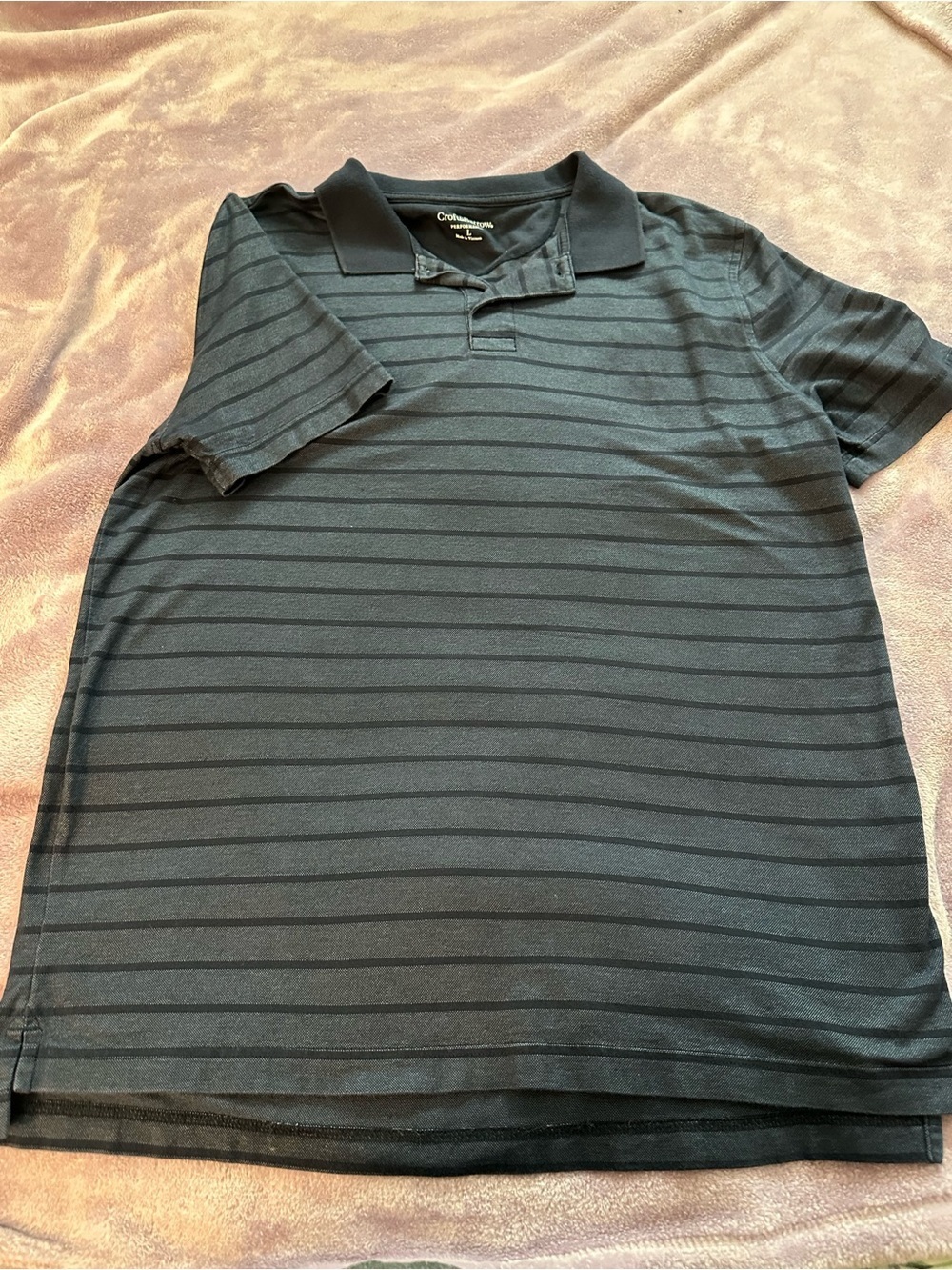 Men’s Croft  & Barrow performance polo in blue stripes, great condition, size L. - Picture 7 of 7
